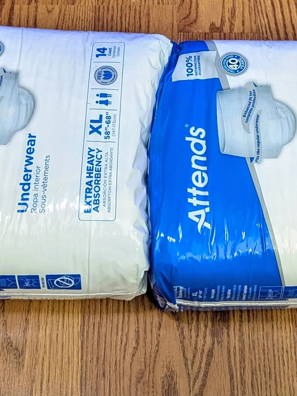2Pks Men And Women Unisex White Extra Heavy Absorbency Underwear XL-14Count Each